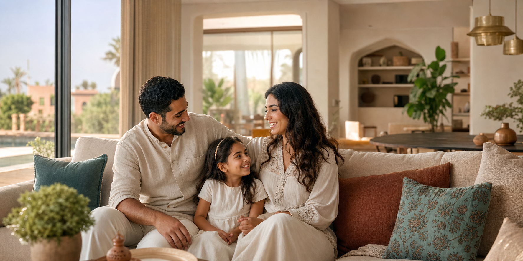 Une famille dans un logement moderne au Maroc